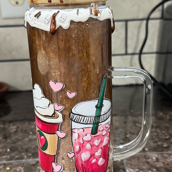Hand Crafted Glitter Snow Globe Tumbler Starbucks Inspired - Picture 1 of 8